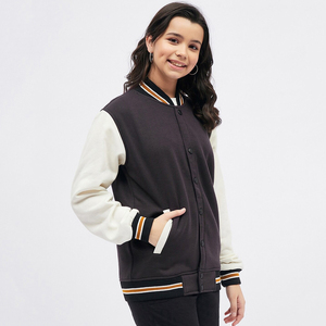 Veste universitaire personnalisée Veste letterman bicolore avec bordure rayée Bomber universitaire surdimensionné décontracté pour Streetwear - Product Image 6