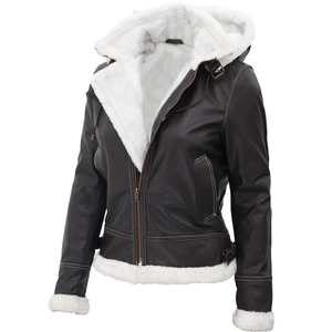 Nuevas chaquetas de piel de cuero personalizadas, abrigo de invierno con cuello de piel para mujer, chaqueta de piel de cuero Premium informal - Product Image 4