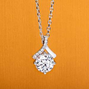 Moissanite Pendant <b>Necklace</b> for <b>Women</b> 0.5/2CT Center Stone D Color VVS1 Clarity Round Brilliant Cut 925 Sterling Silver - Product Image 1