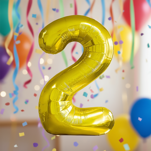 Gold Number <b>2</b> <b>Balloon</b> 45cm Party Decoration Foil Helium Filled - Product Image 3