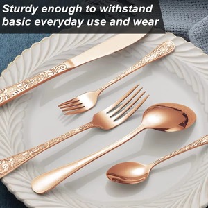Ensemble de couverts en or gravé de qualité supérieure, parfait pour les repas en famille, les cuisines à domicile, les hôtels, les restaurants et les réceptions - Product Image 3
