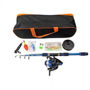 Ensemble de cannes à pêche 2m en fibre de carbone avec poignée EVA, action moyenne, pour la pêche à la carpe en rivière, avec moulinet AK200 et kit de leurres dans un sac bleu - Product Image 3