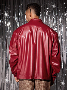 Veste en cuir véritable avec logo personnalisé pour homme, manches longues, coupe ajustée, design patchwork, doublure tendance d'hiver, service OEM disponible - Product Image 2