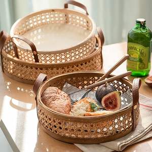 Vente en gros de plateaux à fruits ronds traditionnels en rotin naturel faits à la main de différentes tailles plateaux de service en rotin personnalisés plateaux de décoration intérieure - Product Image 2