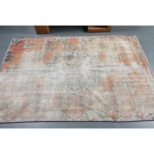 Alfombra de lana Vintage naranja y Beige de 4,5x6,7 pies, diseño clásico de pasillo rectangular de área grande turca para dormitorio con respaldo de látex - Product Image 3