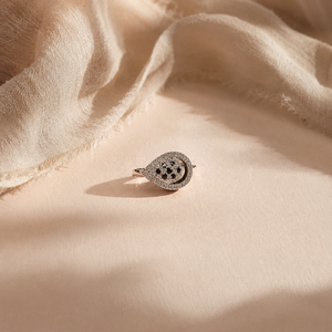 Classic <b>Black</b> <b>Onyx</b> Evil Eye <b>Ring</b> with Diamond Bezel Setting - Product Image 5