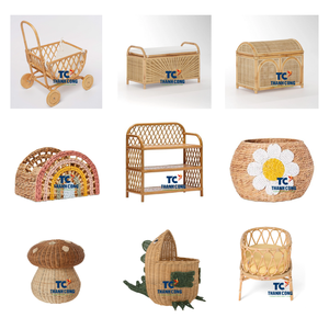 Joli design élégant panier en rotin pour l'organisation de la pépinière idéal pour les vêtements essentiels pour bébé et le rangement des jouets aspect fait main - Product Image 2