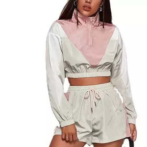 Survêtement en coton léger de qualité supérieure pour femmes, séchage rapide, 2 pièces, style tricot décontracté, coupe-vent brodé - Product Image 2