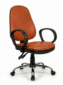 Chaise de bureau ergonomique en cuir PU, accoudoirs fixes, base pivotante, design moderne, cadre en acier, appui-tête fixe, pour bureau à domicile - Product Image 3