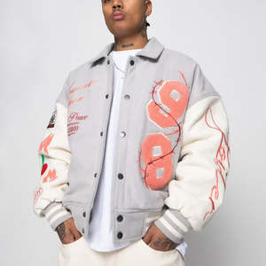 Blouson universitaire de baseball élégant personnalisé de grande taille pour hommes veste universitaire respirante avec logo à l'avant et broderie de lettres - Product Image 4