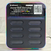 Kiosque de location de batteries externes intelligent à 8 emplacements en PVC, paiement par code QR, connectivité 4G, sorties USB/Type-C, solution de charge rapide 45W