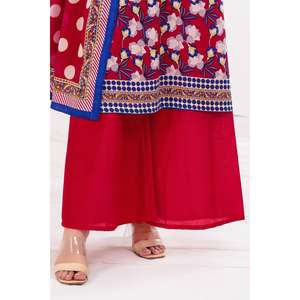 Conjunto de traje de jardín sin coser de 3 piezas rojo para mujer - Product Image 1