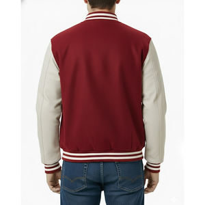 Chaqueta Universitaria de Alta Calidad para Hombre, Cuerpo de Lana, Mangas de Cuero Genuino, Informal, Invernal, Transpirable, Resistente al Viento, con Logotipo Frontal - Product Image 2