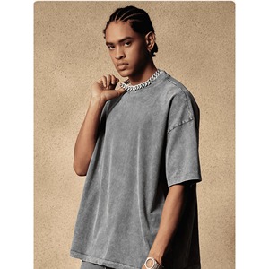 2025, nuevo diseño de secado rápido, camiseta de gran tamaño para hombre, camisetas de algodón en blanco con lavado ácido, camiseta Vintage con gráfico personalizado - Product Image 3