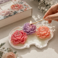 Luxe huisdecoratie op maat gemaakte Valentijnsdag cadeau Moederdag Vrouwendag bloemen gevormde aroma gipsen houder geurende sojawas kaars
