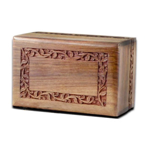 Urne funéraire en bois de manguier 2025 Urne pour animaux de compagnie de meilleure qualité Designer décoratif Urnes funéraires en forme de rectangle fabriquées à la main - Product Image 4