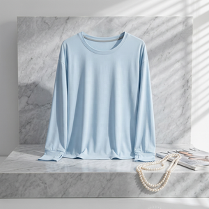 เสื้อแรชการ์ดแขนยาวสีฟ้าอ่อนสำหรับผู้หญิง ป้องกันรังสียูวี ป้องกันแสงแดด เสื้อโพลีเอสเตอร์แขนยาวเต็มตัวสำหรับกิจกรรมกลางแจ้ง - Product Image 6