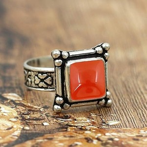 Piedra preciosa cornalina, Color naranja, forma cuadrada, Plata de Ley 925 sólida, anillo hecho a mano, joyería, anillo de plata de ley, joyería - Product Image 2