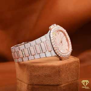 Montre en diamant Moissanite glacée pour hommes de luxe plein pavé Hip Hop Bling en acier inoxydable mouvement automatique cadran en verre fenêtre Style rappeur - Product Image 2