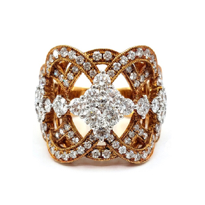Drop Shipment Jewelry Best Quality 18k Solid Rose Gold Natural Diamond Round Big Cluster Rings Classic Wedding Party Gift - Product Image 1