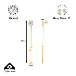 Boucles d'oreilles pendantes modernes en or jaune et diamants - Product Image 5