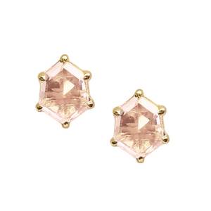 Champagne Hydro <b>Stud</b> <b>Earring</b> Champagne Hydro Gemstone 925 Sterling Silver <b>Earring</b> Champagne Color Gold Plated Silver <b>Earring</b> - Product Image 1