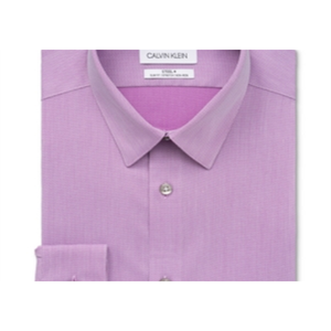 Camicia da Uomo Calvin Klein Slim-Fit Tinta Unita Rosso Bacca XL (17.5/36-37) in Tessuto Popeline Antipiega Stile Casual Fornitura ODM - Product Image 5