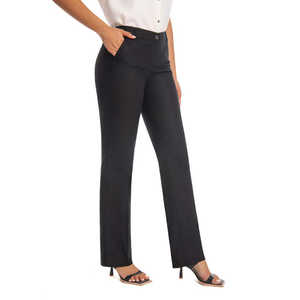 Pantalon de travail pour femme, taille mi-haute, coupe droite, extensible, infroissable, respirant, avec poches cargo, idéal pour le bureau, les voyages et les occasions décontractées - Product Image 3