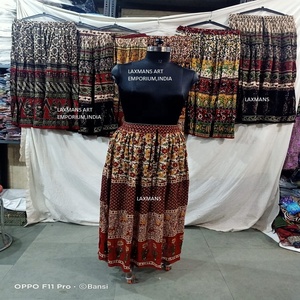 Jupes d'été en coton imprimées indiennes, jupes d'été longues en coton imprimées bohème - Product Image 1