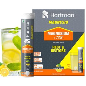 Hartman Suplemento de salud para adultos Magnesio + Zinc Tabletas efervescentes Lima Limón Sabor Drop Fizz Drink Rest Restore para - Product Image 4