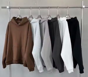 Sweat à capuche surdimensionné décontracté pour hommes 100% coton 400G polaire 500 Gsm tissu tricoté solide fermeture éclair lavé sweat - Product Image 1