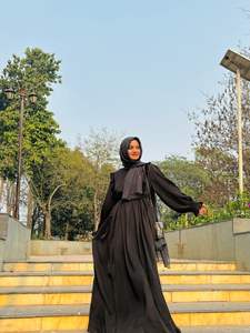 Alta calidad mujeres diseñador personalizado Naqab manga larga Burqa estilo étnico Hijab tradicional islámico musulmán vestidos volantes Abaya - Product Image 2