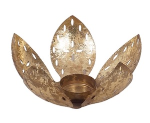 Portavelas de hierro con diseño de hoja en forma de Iotas de latón, soporte decorativo hecho a mano para Navidad y Festival, portavelas - Product Image 4
