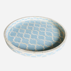 ถาดเสิร์ฟทรงกลมงานฝีมือคุณภาพพรีเมียม ประดับไม้และกระดูก สำหรับใช้ในครัว บ้าน โรงแรม เหมาะสำหรับเทศกาลรอมฎอน คุณภาพดีที่สุดจากอินเดีย - Product Image 1