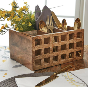 Vente en gros de caddie en bois avec séparateurs robustes pour table cuisine fête couverts organisateur de table à bas prix - Product Image 4
