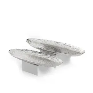 Set 3 Plateau de Service Art Déco en Aluminium Plaqué Or 2024 Nouveau Design pour le Ramadan Eid Mariage Chocolat Bonbons Fruits Service - Product Image 3