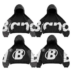 Sweat-shirt à capuche pour homme en molleton 100% coton, coupe classique, haute qualité, hiver, broderie et impression en relief, motifs unis personnalisés, avec poche - Product Image 6