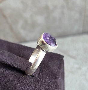Amethyst Bezel <b>Ring</b> by Rudra Gems, Wholesale 925 <b>Silver</b> with Handcrafted Irregular Gemstone, Trendy Design - Product Image 6