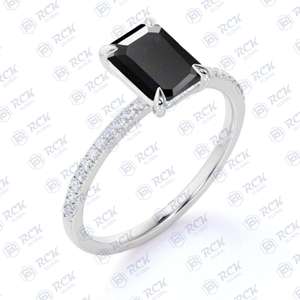1.80 TCW Emerald Cut <b>Solitaire</b> Accents 925 <b>Silver</b> VVS Clarity Women's Moissanite <b>Ring</b> Wedding Fitting <b>Ring</b> - Product Image 3