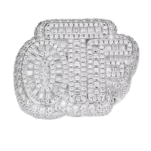 แหวนมอสซาไนต์ทรงบาแกตต์แบบโอทีเอฟ ชุบทอง 14K และโรสโกลด์ ชุบโรเดียม สไตล์ฮิปฮอป แบบหนามเตย สำหรับทุกเพศ เหมาะเป็นของขวัญสำหรับงานปาร์ตี้ - Product Image 1