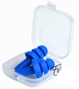 Tapones de silicona reutilizables de alta calidad, los más vendidos, azules, NRR 25dB SNR 30dB, cómodos de usar, protección auditiva, venta al por mayor - Product Image 1