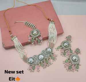 Indan, venta al por mayor, 2024, última moda, gargantilla de perlas chapadas en oro tradicional, conjunto de collar para mujer - Product Image 4