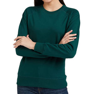 Ropa de mujer, sudaderas cortas cómodas de longitud Regular, forro polar de algodón, Color verde oscuro, ropa informal de invierno de punto - Product Image 1