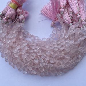 6mm 8mm 10mm piedra de cuarzo rosa Natural forma de corazón facetado Briolette gotas hebras de cuentas para la fabricación de joyas collar pulsera - Product Image 4