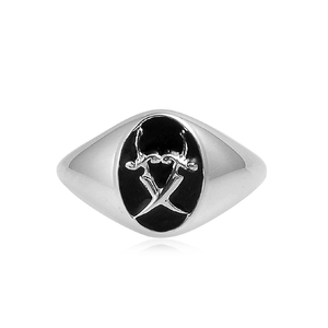 แหวน925ผิวเรียบเคลือบสีดำเงินสำหรับเครื่องประดับของผู้ชาย - Product Image 2