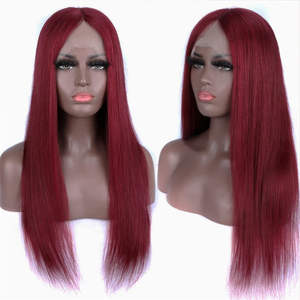 Perruques en dentelle frontale de couleur bordeaux, cheveux humains, HD, sans colle, lisses, perruques en dentelle frontale, 99J, densité 180%, cheveux humains vierges brésiliens - Product Image 2