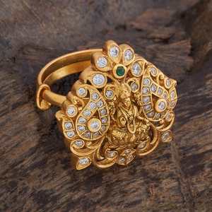 Silver Temple Finger <b>Ring</b> 178146 <b>Gold</b> Plated with Inlay Setting Technology - Product Image 3