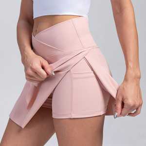 Jupes de tennis et de yoga plissées à taille haute personnalisées pour femmes avec logo, doublure intérieure, poche pour téléphone, short de course - Product Image 3