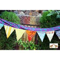 Guirnalda Grande de Banderines Multicolor Hechos a Mano con 19 Banderas de Sari Indio Vintage Reciclado para Decoración de Fiestas en Casa de Diwali, Mango Gifts