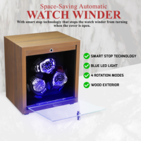 Caja de enrollador de reloj automático de 3 ranuras Motor ultra silencioso, 4 modos, pantalla LED para colecciones de relojes de lujo Pantalla de madera